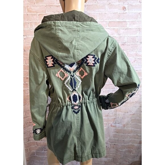 Free People Anorak Parka Embroidered Jacket Military Field Boho Oversized XS - Picture 1 of 12